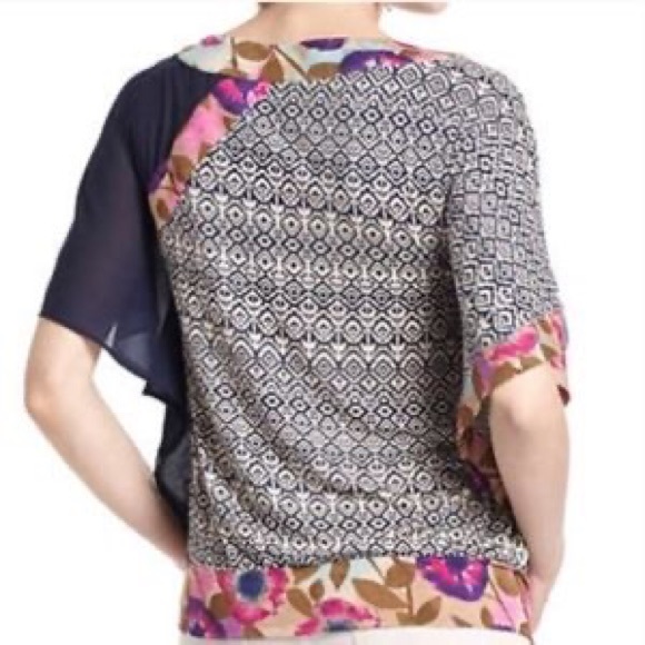 Anthropologie Vanessa Virginia Mixed Print Askew Kimono Top - Picture 7 of 11